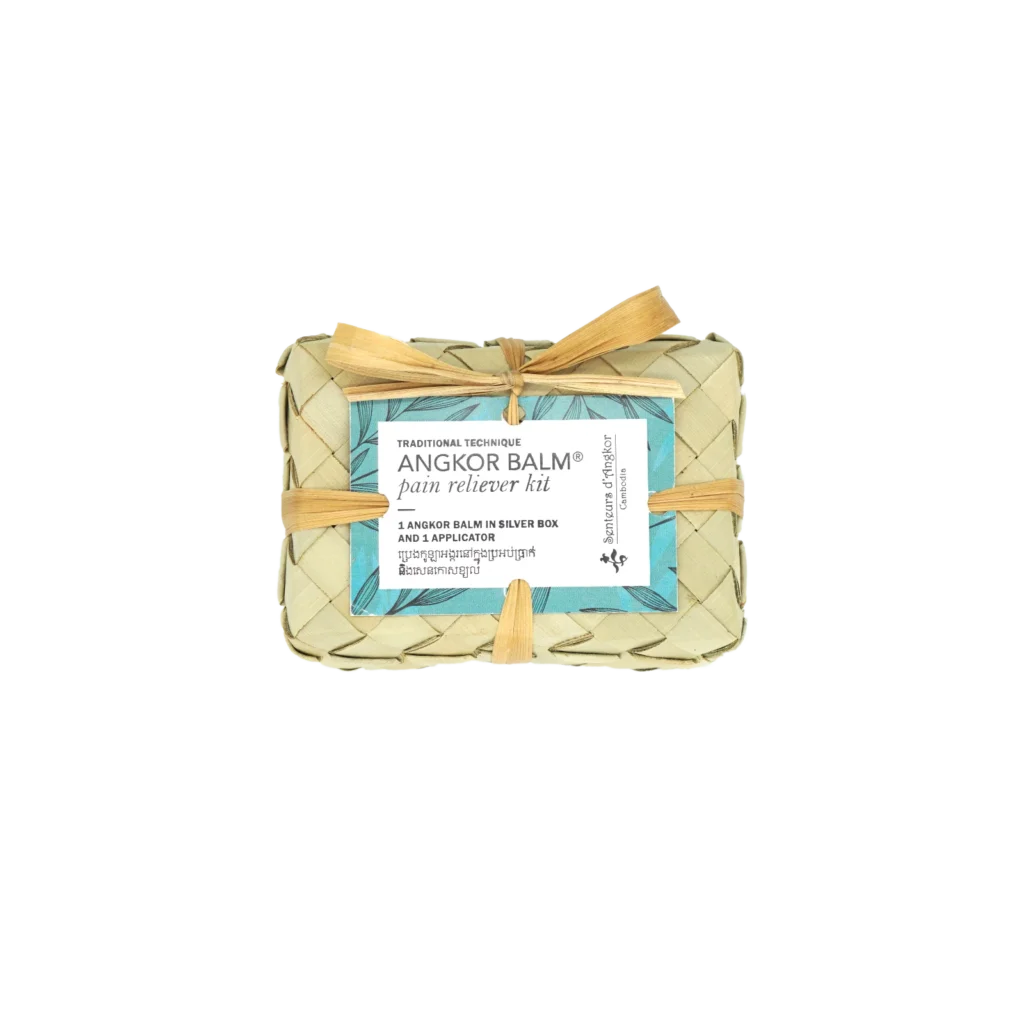 Angkor balm ® strong in hand carved silver box with applicator, closed