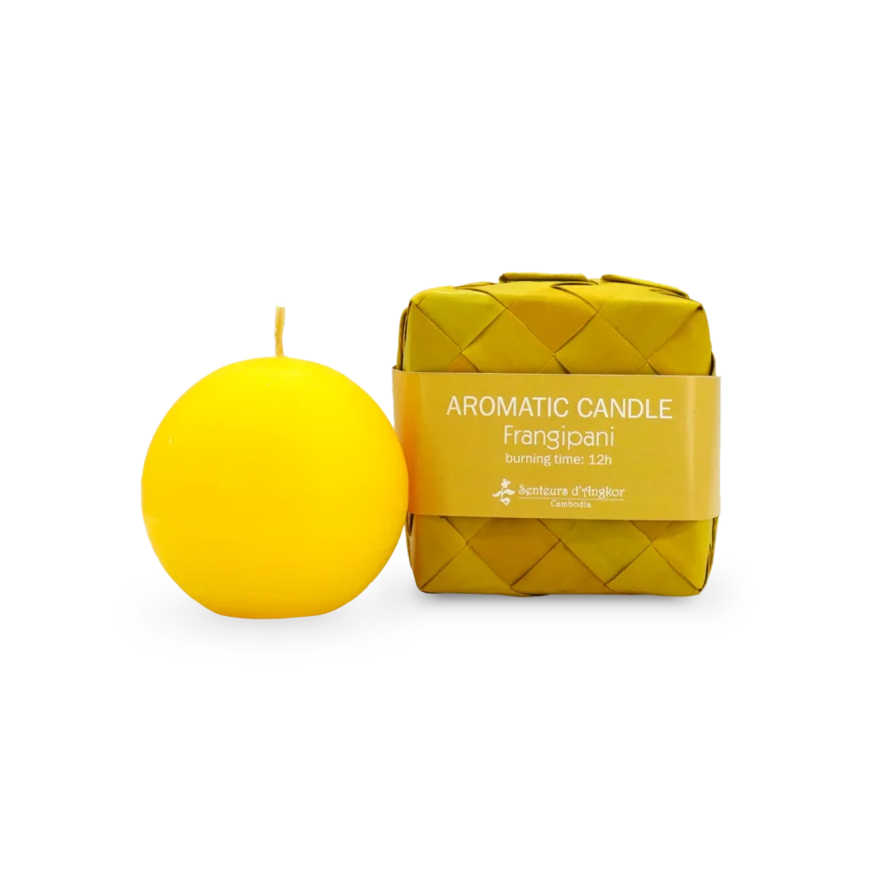 aromatic ball candle, frangipani (yellow colour)