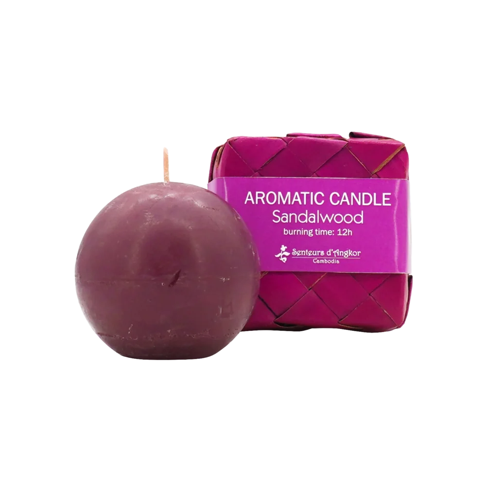 aromatic ball candle, sandalwood (purple colour)