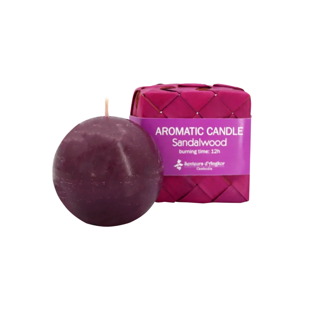 aromatic ball candle, sandalwood (purple colour)