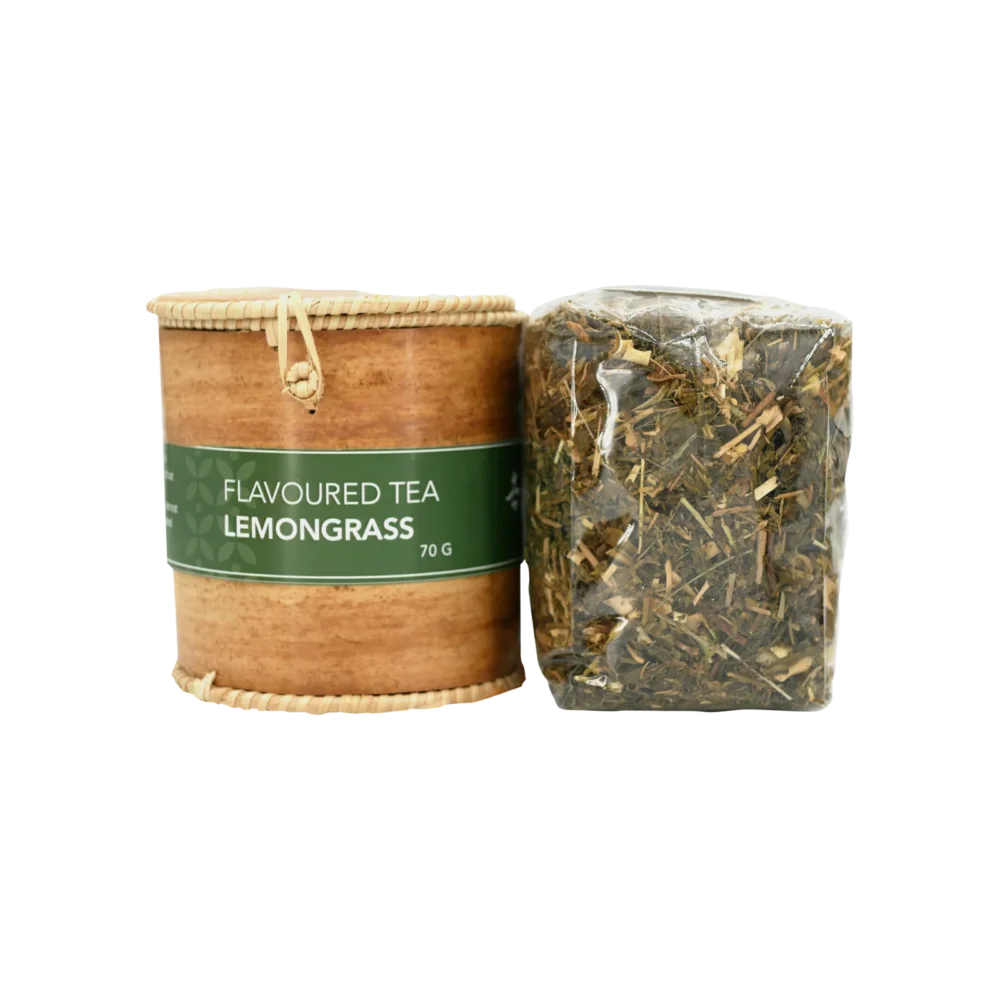 Lemongrass flavoured tea in "Krebei Riel" box