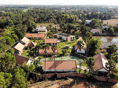 Aerial view of Senteurs d'Angkor workshop in Siem Reap