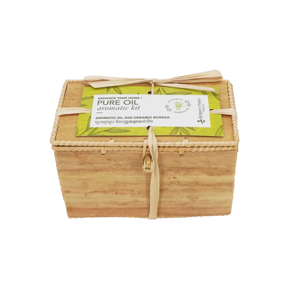 Natural sugar palm would box, angle view