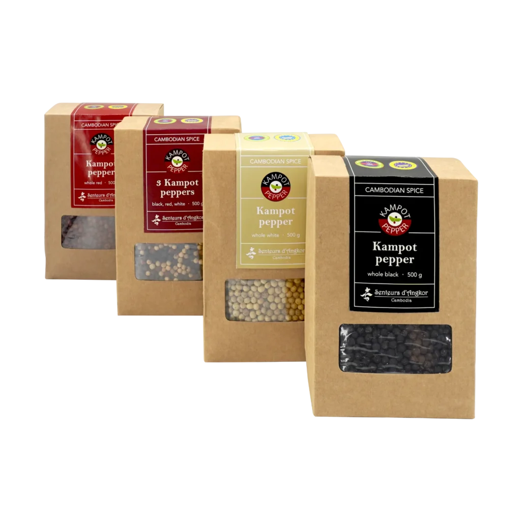 Kampot pepper, all range in big kraft box, front