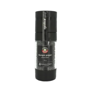 Kampot pepper in grinder, whole black
