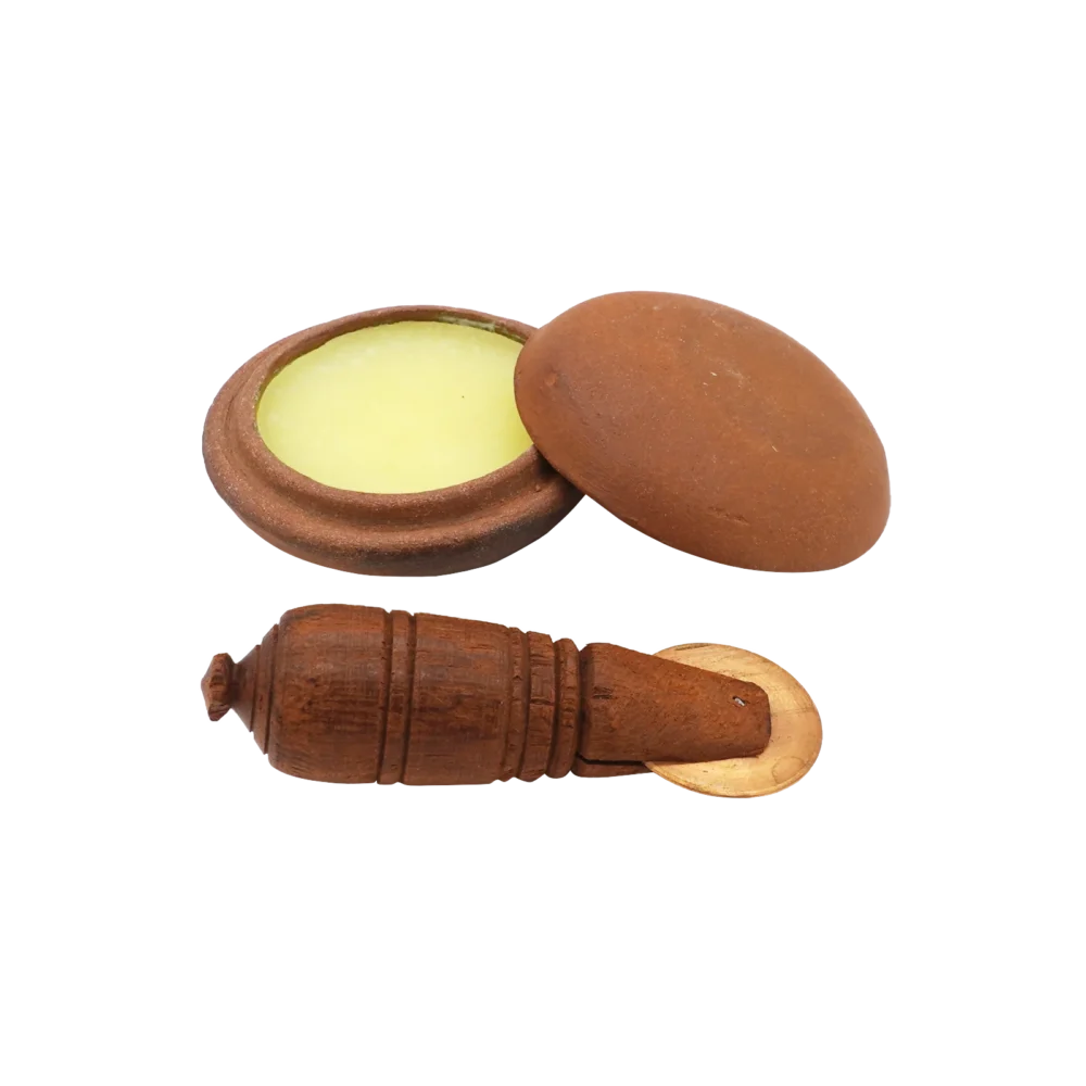 Angkor balm® (strong) pain relieving kit, opened product, angle view