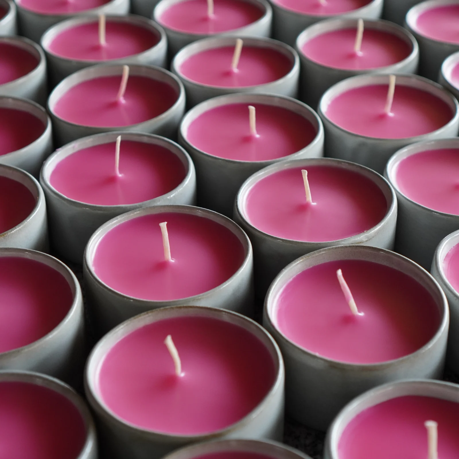 Array of lotus candles in ceramic