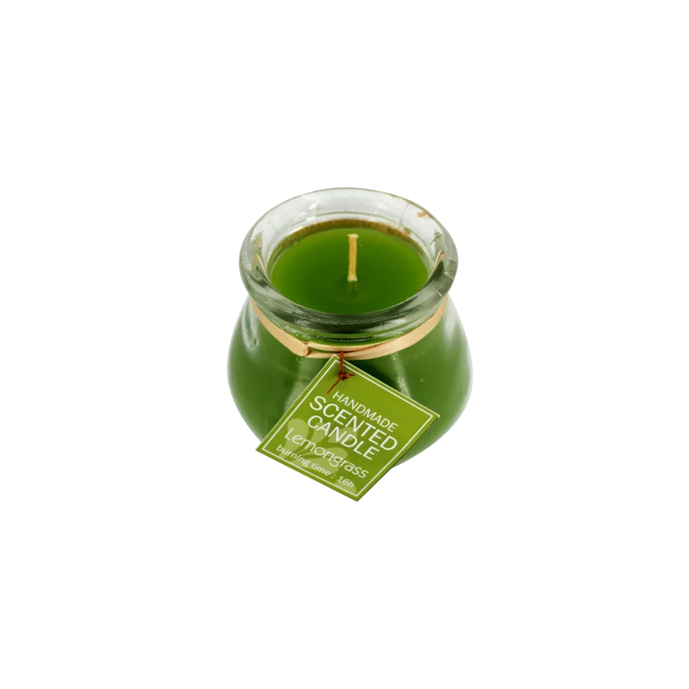 Candle in small glass jar, lemongrass scent