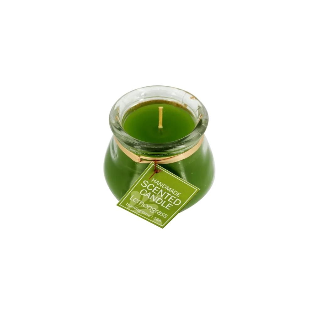 Candle in small glass jar, lemongrass scent