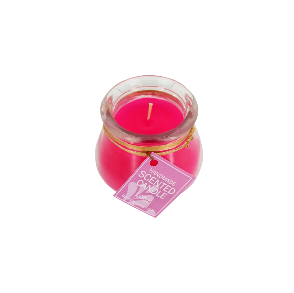 Candle in small glass jar, lotus scent