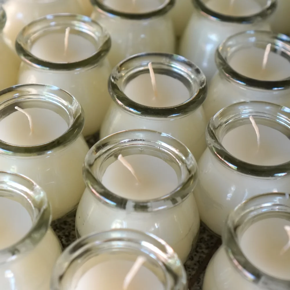 candle in round jar, jasmine