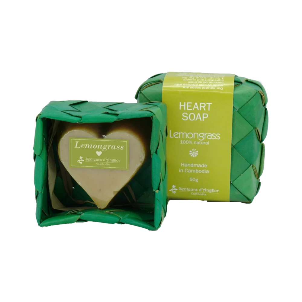 Heart shape soap display, lemongrass