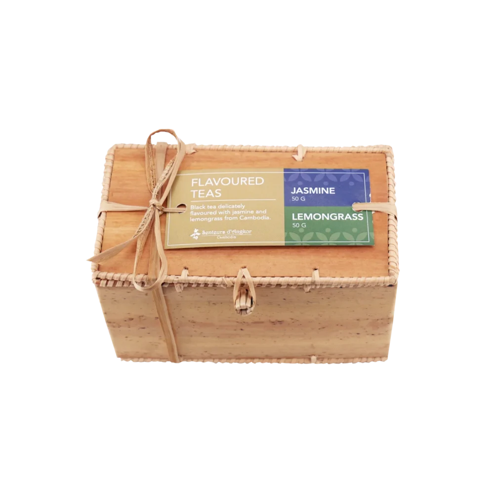 Tea duo in "Krebei Riel" box, jasmine and lemongrass