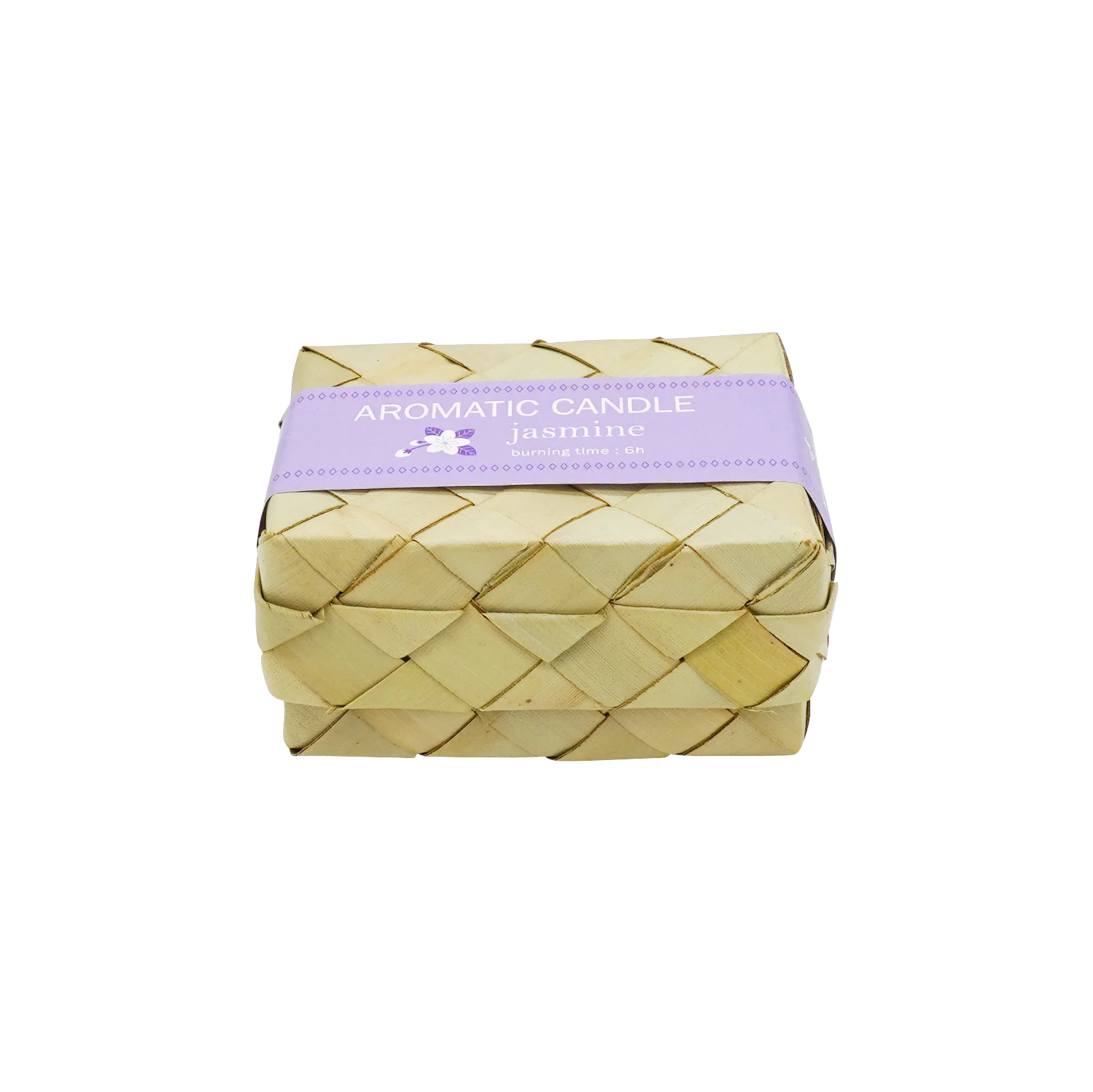 Candle in engraved elephant silver oval box, natural sugar palm (smok) box