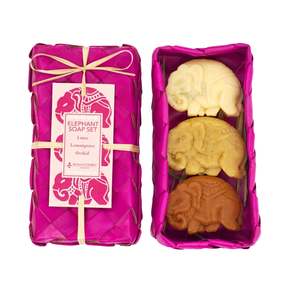 Set of 3 elephant soap (lotus, lemongrass and orchid)