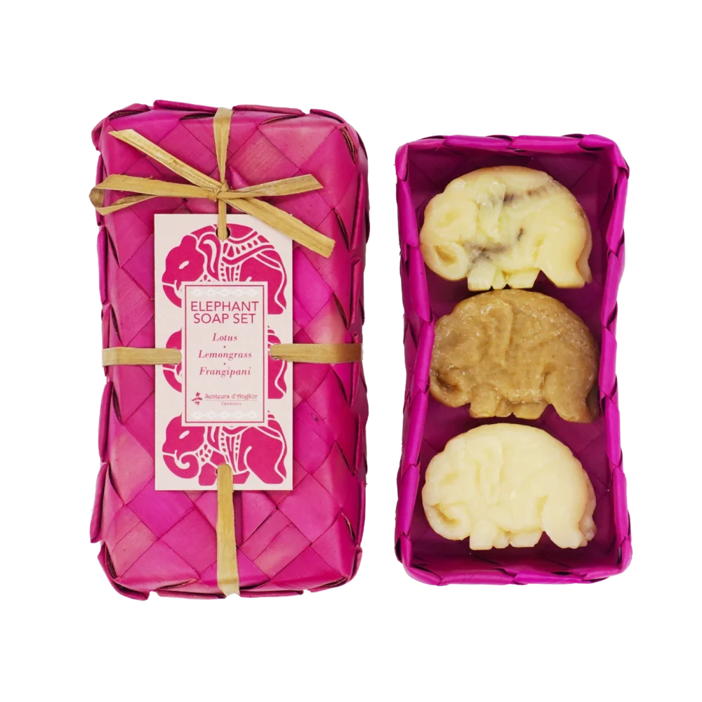 Set of 3 elephant soap (lotus, lemongrass and frangipani)
