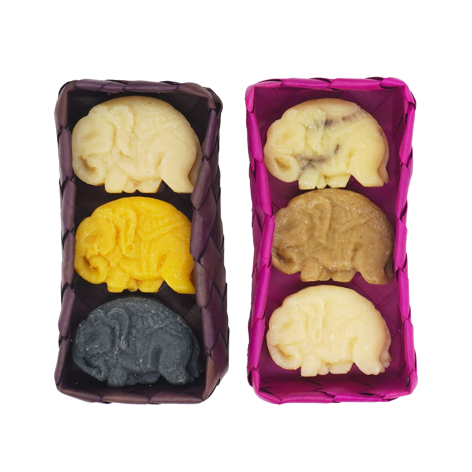 2 sets of 3 elephant soaps, inside
