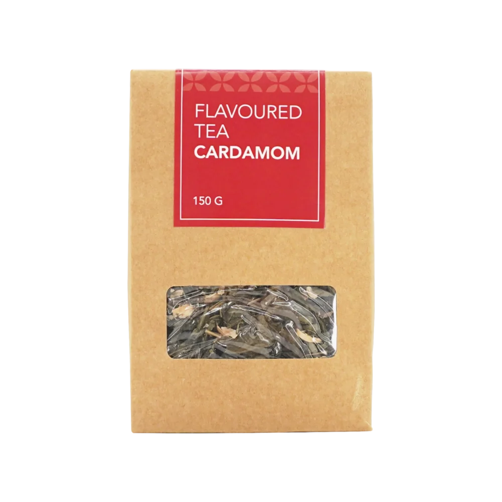 Cardamom tea in kraft box, front