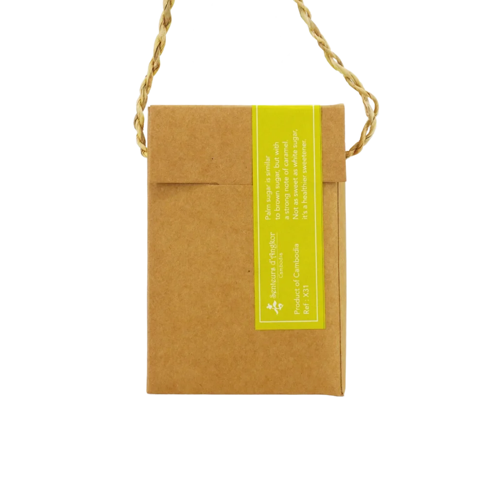 Palm sugar in paper box, back view