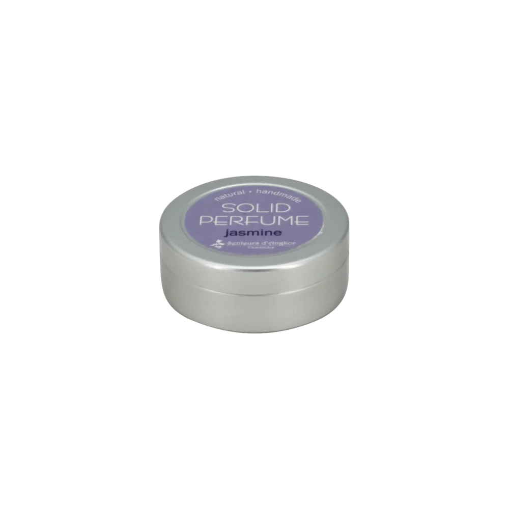 Solid perfume in an aluminium container (closed), jasmine scent