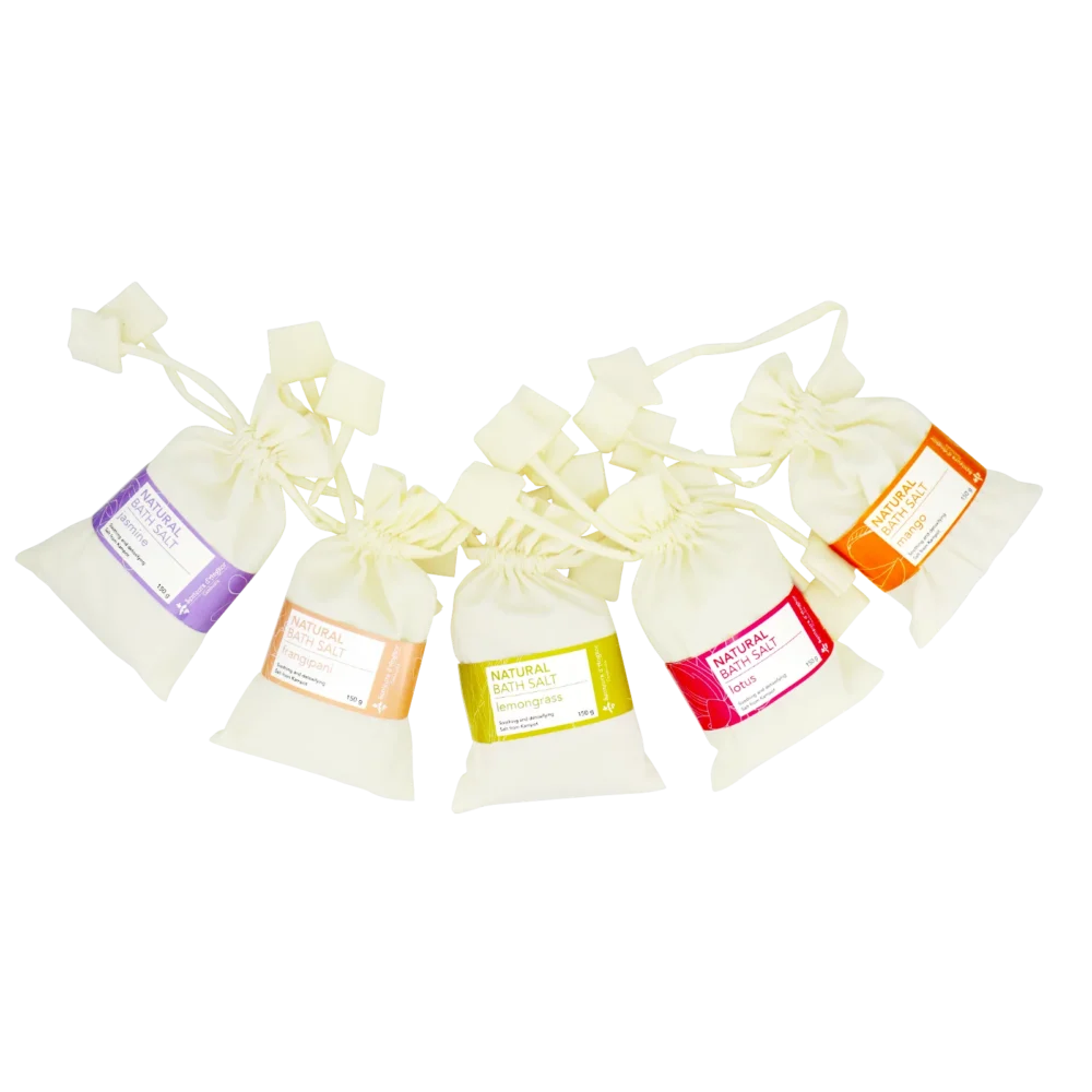 Bath salt in bag, all scents, front