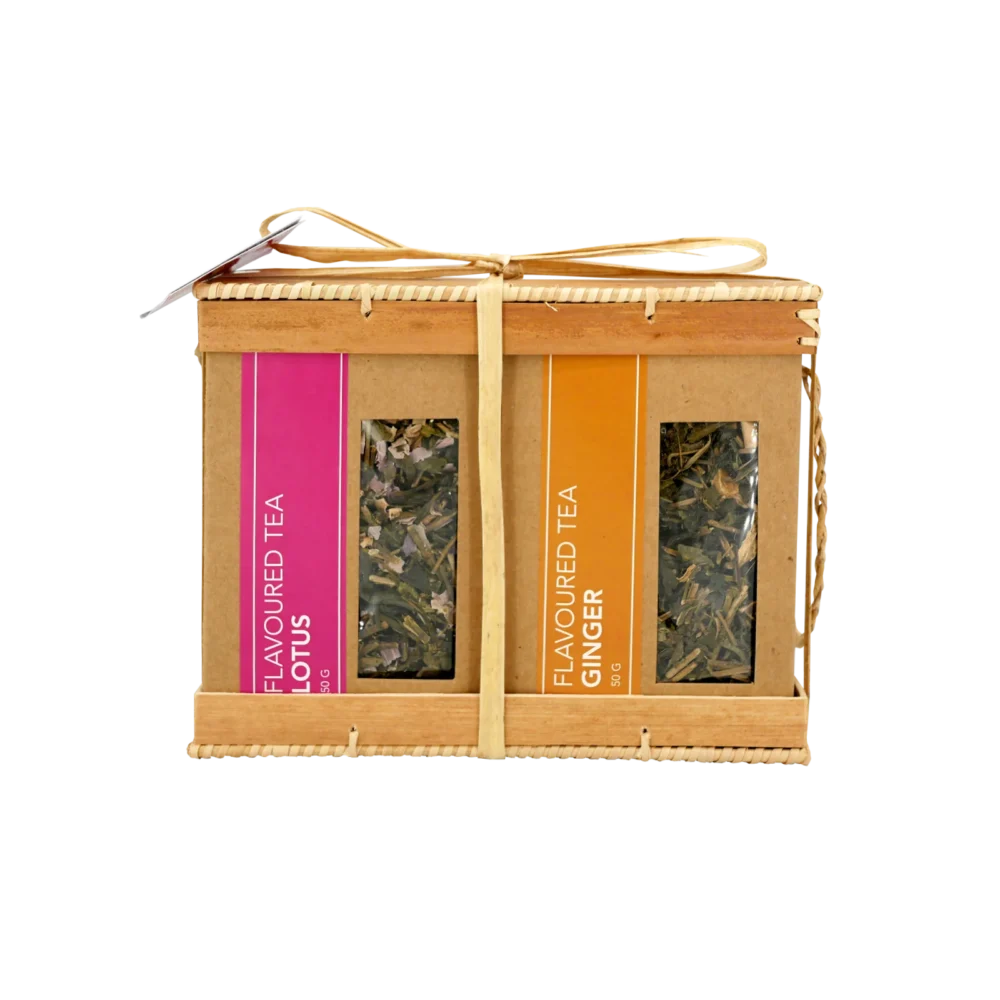 Tea duo in kraft box, lotus and ginger scents