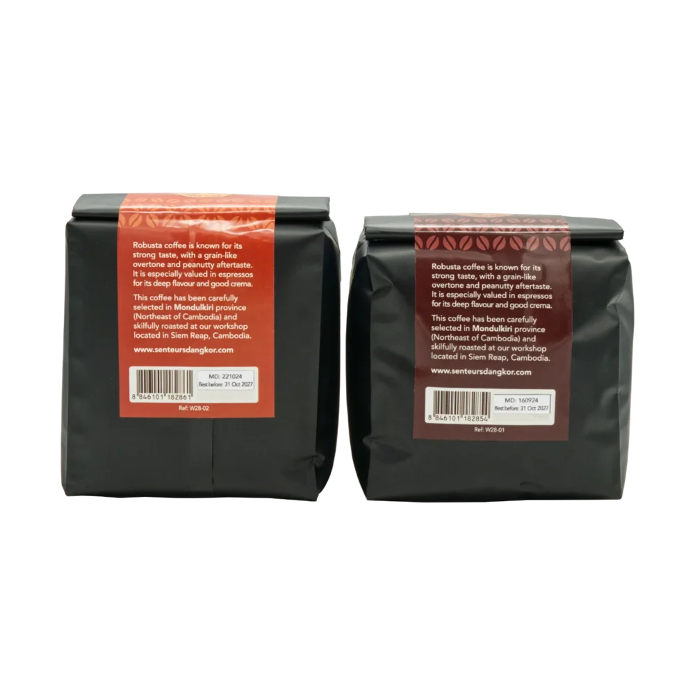 Both small coffee packs, back view