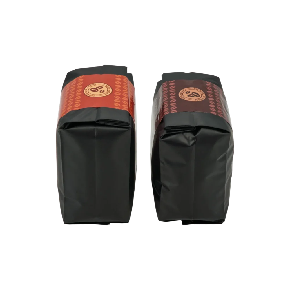 Both small coffee packs, side view