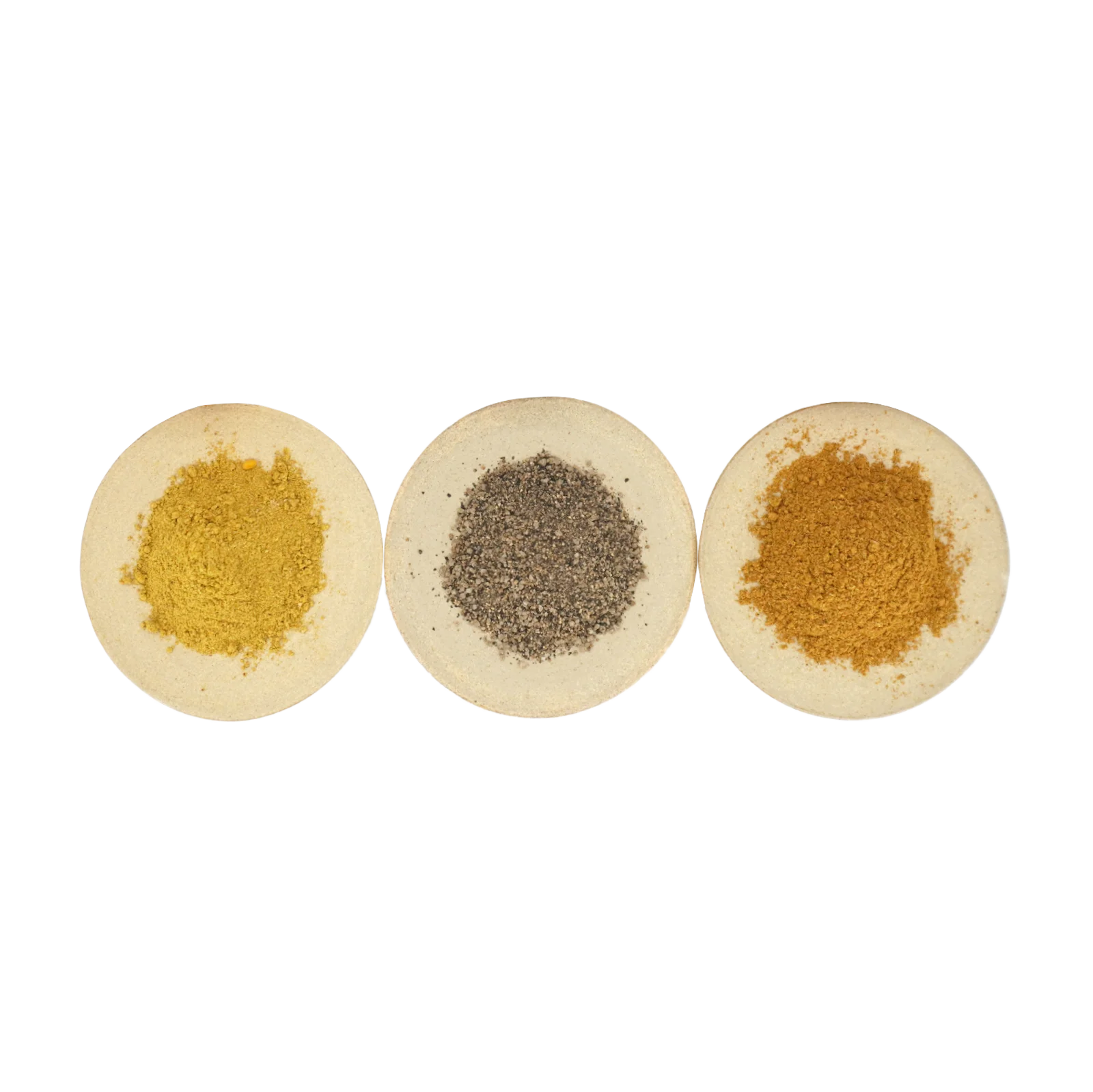 3 spices (Amok, lok lak and curry) on plates