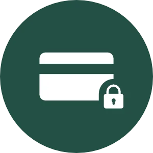 icon representing a debit card with a lock icon