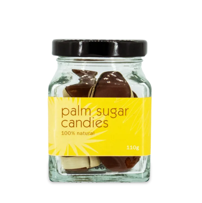 Sugar palm candies in a glass jar
