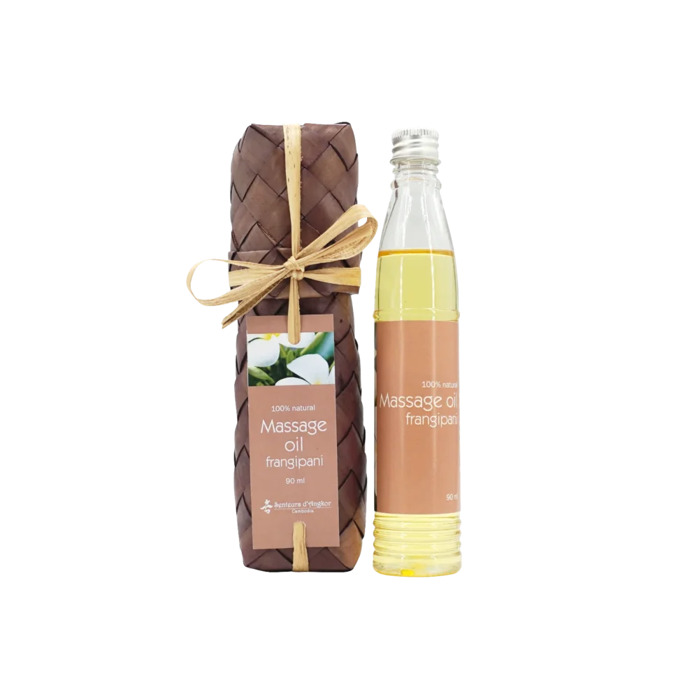 Massage oil 90 ml in glass bottle, frangipani scent