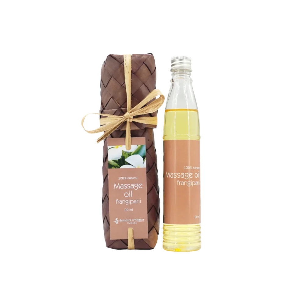 Massage oil 90 ml in glass bottle, frangipani scent