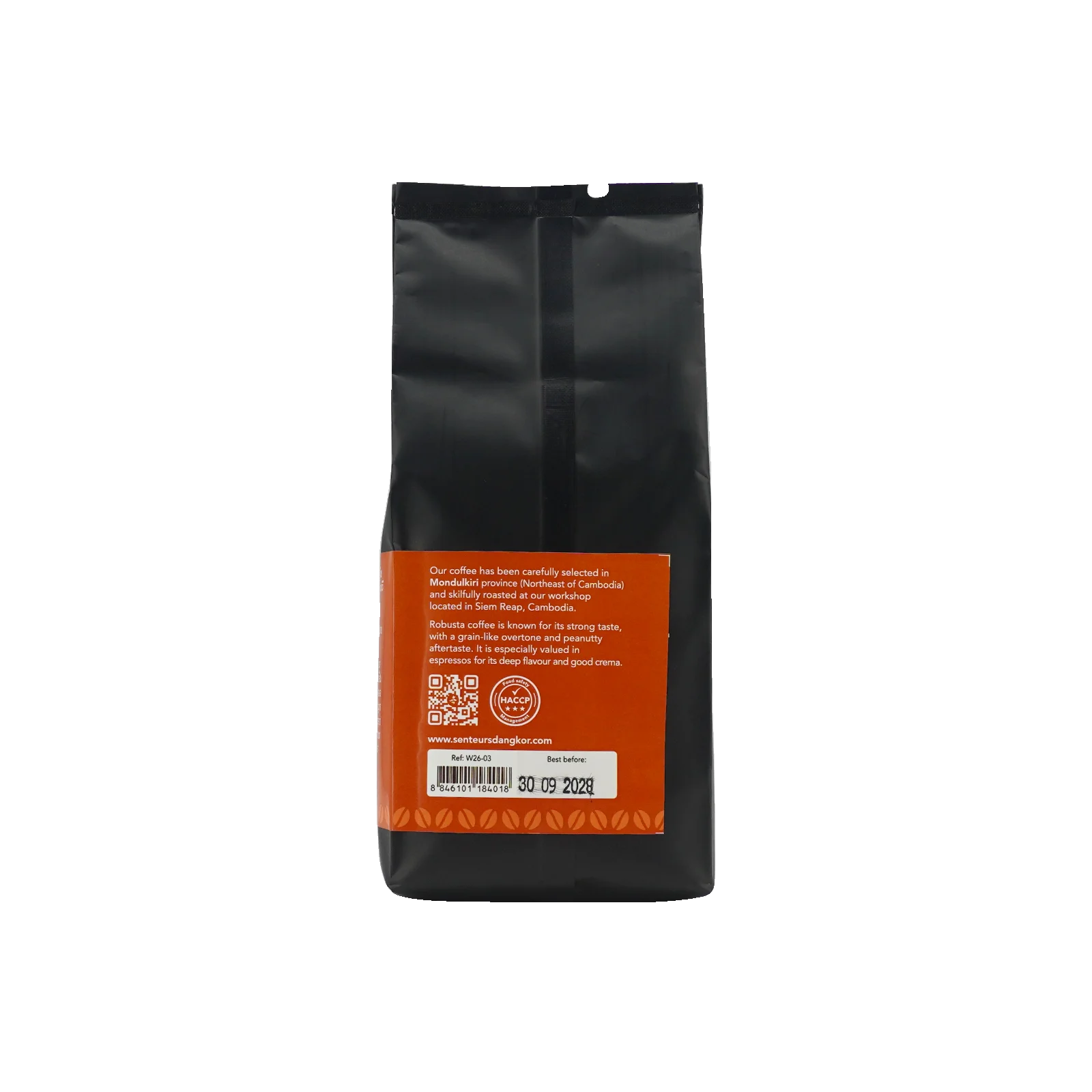 Mondulkiri coffee ground in small aluminium pack back